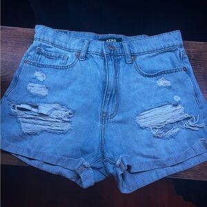 Aeropostale Light Blue Ripped Jean Shorts